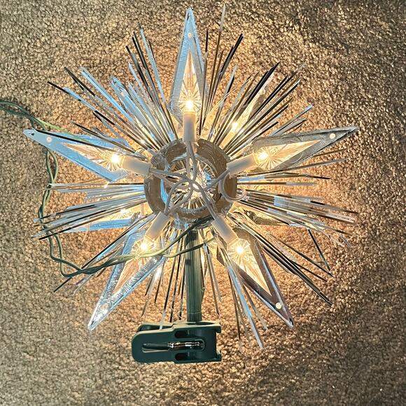 GE 21-Light Silver Jewel Tree Topper 9" Starburst Lighted Plug-In Holiday Decor - Picture 2 of 9